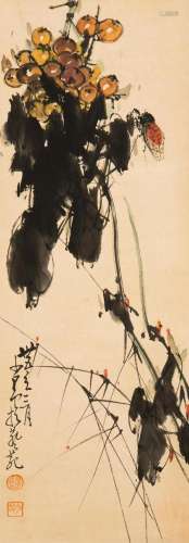 ZHAO SHAOANG (1905-1998), CICADA ON LOQUAT TREE