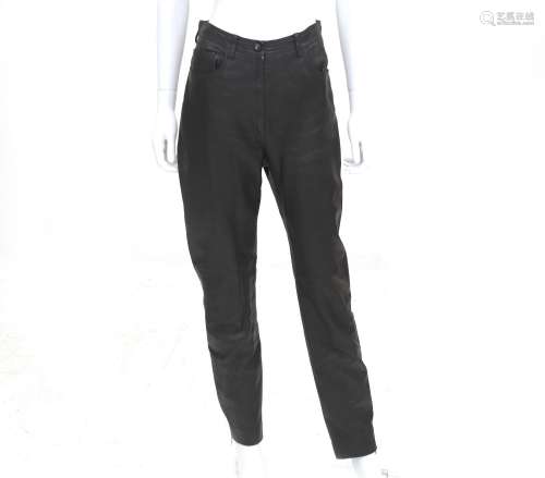 Black Chanel Boutique leather pants. The pants are a straigh...