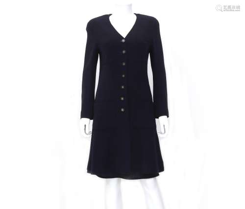 A navy blue Chanel Boutique ensemble. Composed of a long bla...