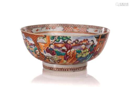 CHINESE 18TH C FAMILLE ROSE FIGURAL BOWL