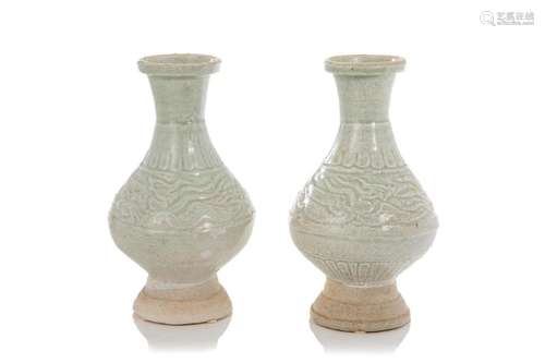 PAIR OF CHINESE QINGBAI GLAZED POTTERY VASES