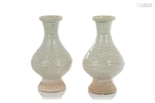 PAIR OF CHINESE QINGBAI GLAZED POTTERY VASES