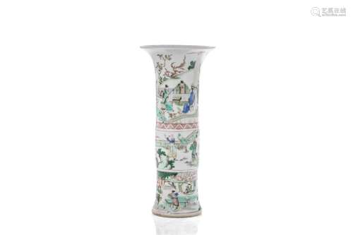 CHINESE GU-FORM WUCAI PORCELAIN FIGURAL VASE