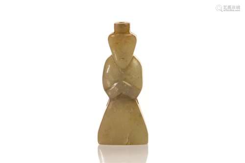 CHINESE JADE CARVED FIGURE IN ARCHAIC MANNER