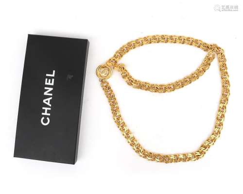 A gilded Chanel chain belt. A flat double twisted link with ...