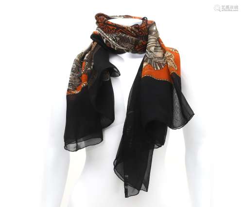 A Hermès silk foulard with African patern. Ashanti. 135 x 13...