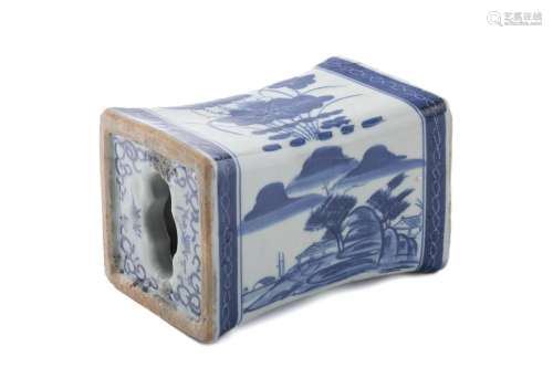 CHINESE BLUE AND WHITE PORCELAIN PILLOW
