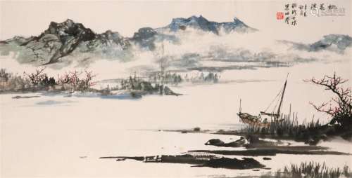LIANG BOYU (1903-1978), SAILBOAT ON THE RIVERSIDE