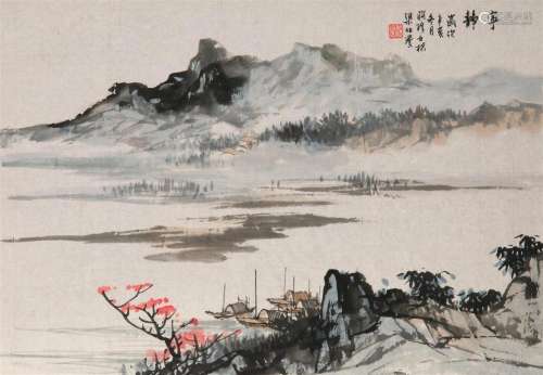 LIANG BOYU (1903-1978), MOORED BOATS ON RIVER