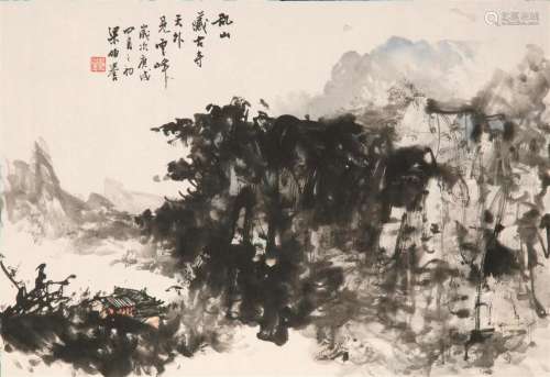 LIANG BOYU (1903-1978), ANCIENT TEMPLE IN MOUNTAIN