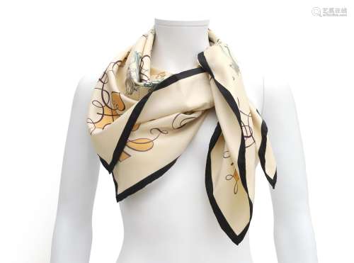 A silk Hermès carré scarf. With all over print ``L`art d`écr...