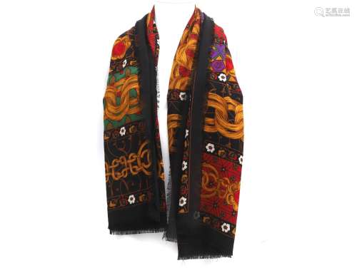 A Chael scarf, oversized foulard with chain- and flowerpatte...