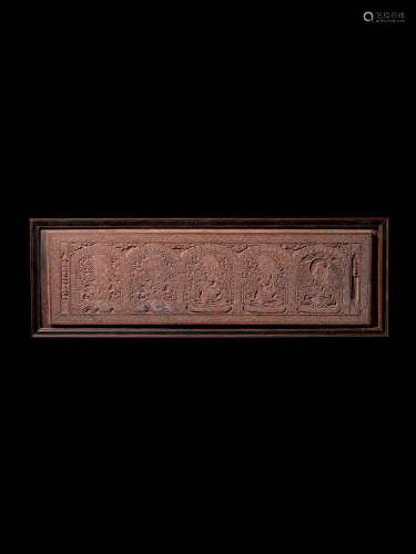 A CARVED WOODBLOCK FOR PRINTING THE MONGOLIAN KANJUR  QING, ...