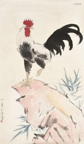 XU BEIHONG (1895-1953)  Rooster on Rock