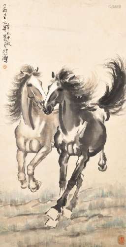 XU BEIHONG (1895-1953)  Two Galloping Horses