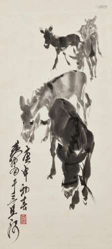 HUANG ZHOU (1925-1997)   Five Donkeys