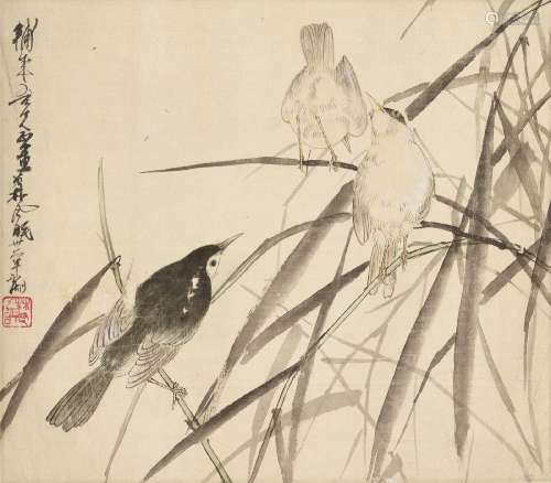 LIN FENGMIAN (1900-1991)   Birds on Reed