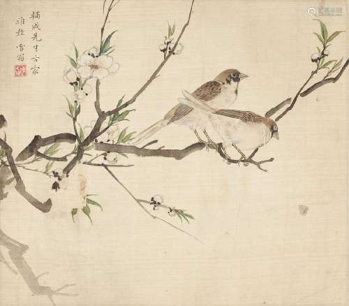 CHEN ZHIFO (1895-1963)  Peaches and Two Sparrows