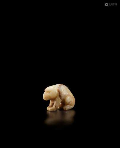 A RARE GREY AND BROWN JADE FIGURE OF A TIGER Song Dynasty (2...