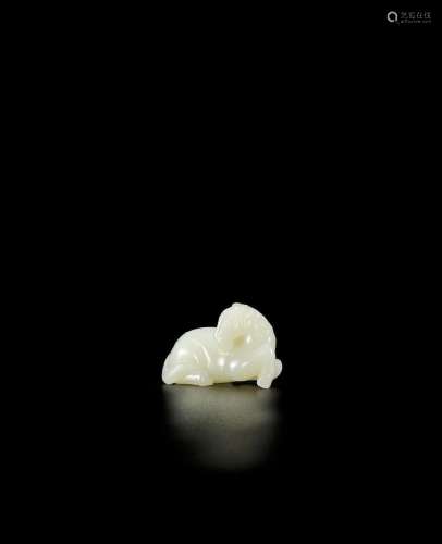 A SMALL WHITE JADE CARVING OF A HORSE 18th/19th century