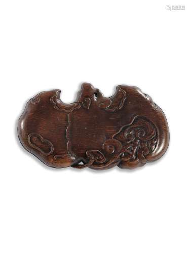 A LARGE BAMBOO CARVED 'BAT AND LINGZHI' TRAY 18th century (2...