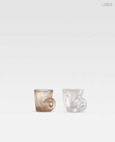 TWO RARE ROCK CRYSTAL 'WILD GOOSE' LIBATION CUPS Liao Dynast...