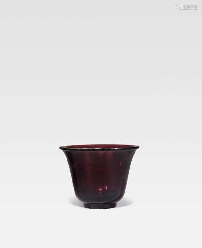 A PURPLE GLASS WINE CUP 18th/19th century (2)