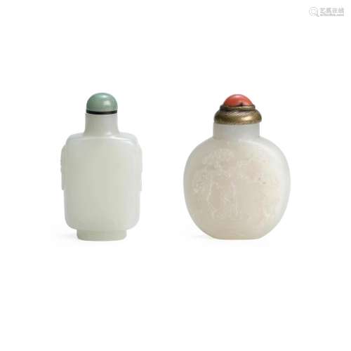 TWO WHITE NEPHRITE JADE BOTTLES 1770-1830 and 1850-1920