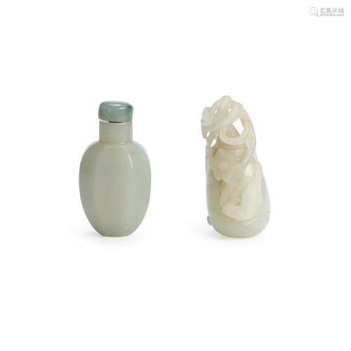 TWO NEPHRITE JADE BOTTLES 1780-1850 and 1800-1900