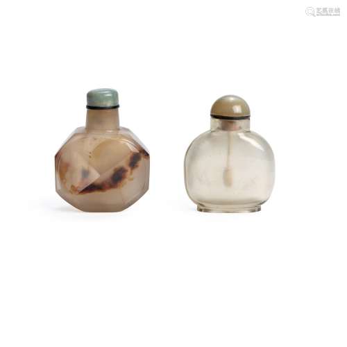 TWO QUARTZ BOTTLES 1780-1850