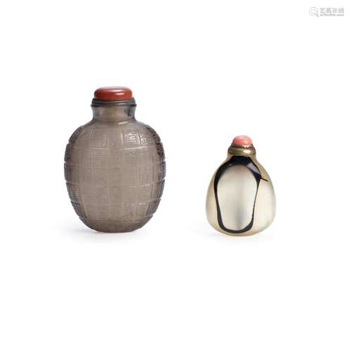 TWO QUARTZ BOTTLES 1780-1880