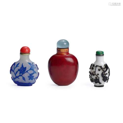 THREE GLASS BOTTLES 1780-1850; 1720-1820; and 1780-1850