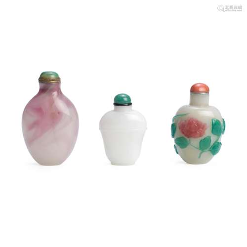 THREE GLASS BOTTLES 1750-1820; 1820-1880 and 1850-1910