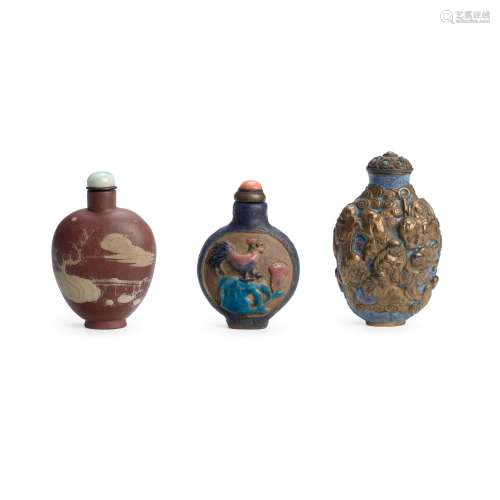 THREE CERAMIC BOTTLES  1850-1900; 1870-1930; and 1800-1900