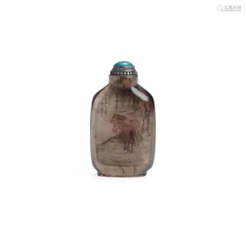 AN INSIDE-PAINTED SMOKY CRYSTAL BOTTLE The bottle late Qing,...