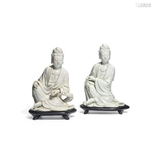 TWO BLANC DE CHINE FIGURES OF GUANYIN One Qing dynasty, the ...
