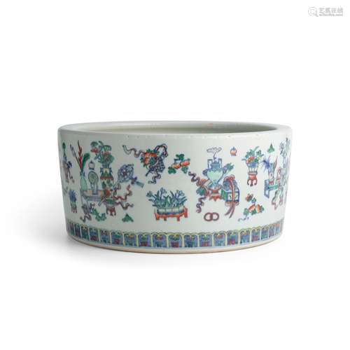 A DOUCAI PORCELAIN BASIN Qianlong mark, 20th century