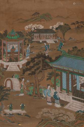 LADIES GATHERING IN A GARDEN Anonymous, Late Qing dynasty