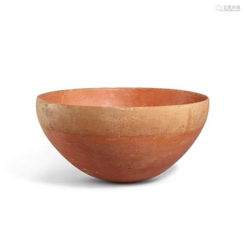 A large red pottery bowl, Yangshao culture, Banpo phase, c. ...
