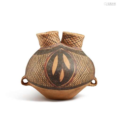A small painted pottery double neck jar Majiayao culture, Ba...