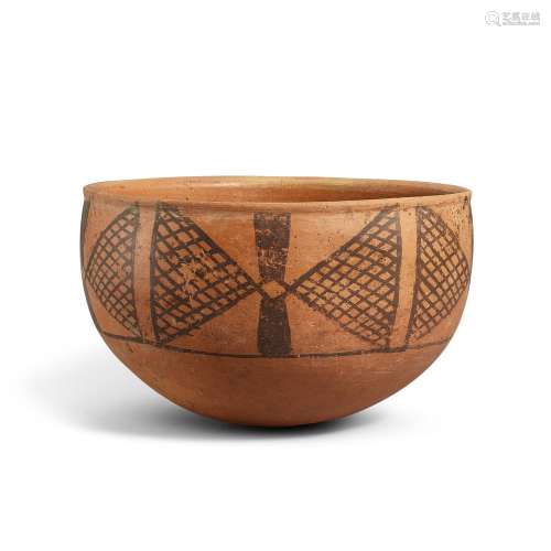 A painted red pottery alms bowl, Yangshao culture, Banpo pha...