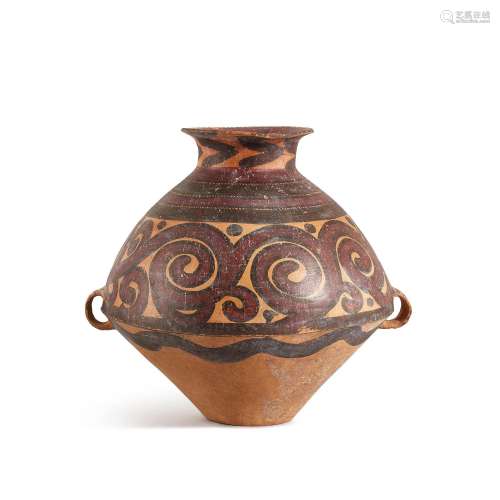 A large painted 'spirals' pottery jar, Majiayao cult...