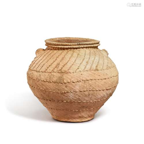 A white pottery rope-twist jar, Majiayao culture, Banshan ph...