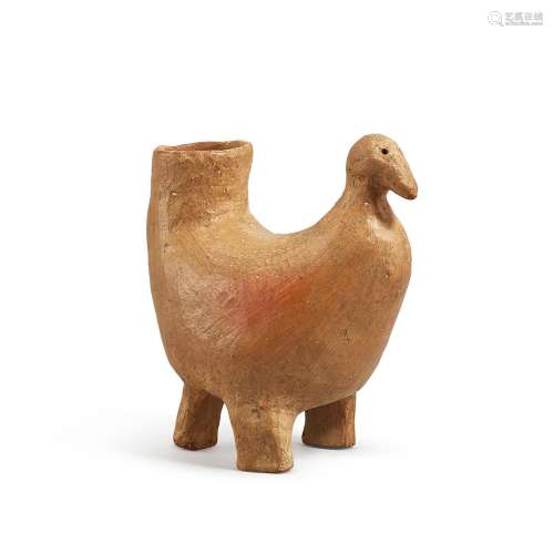 A small bird-shaped pottery tripod vessel, Probably Qijia cu...