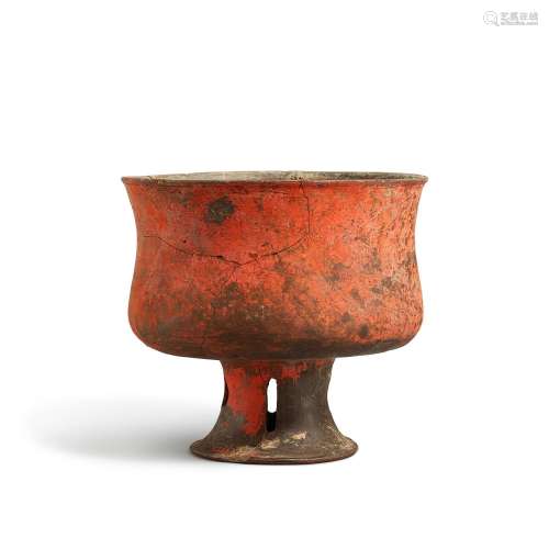A painted grey pottery stembowl, Neolithic period to Bronze ...