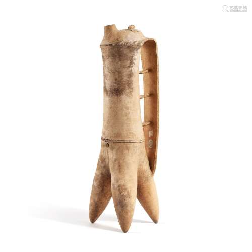 A tall white pottery tripod ewer, Early Bronze Age, early 2n...