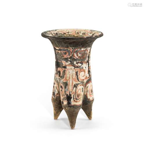 A painted black pottery tripod jar, Xiajiadan lower culture,...
