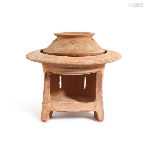A red pottery stove, Neolithic period 新石器時代 紅陶灶釜