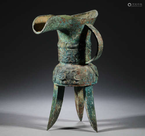 中國古代，銅三足爵杯（漢）