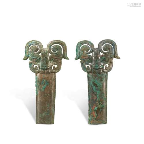 A pair of bronze 'mythical beast' horses' harnes...